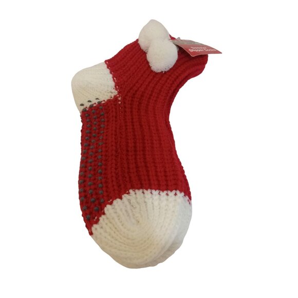 Merry Brite Sweater Slipper Socks Womens Size 9-11 Red White Christmas Knit - Picture 3 of 5